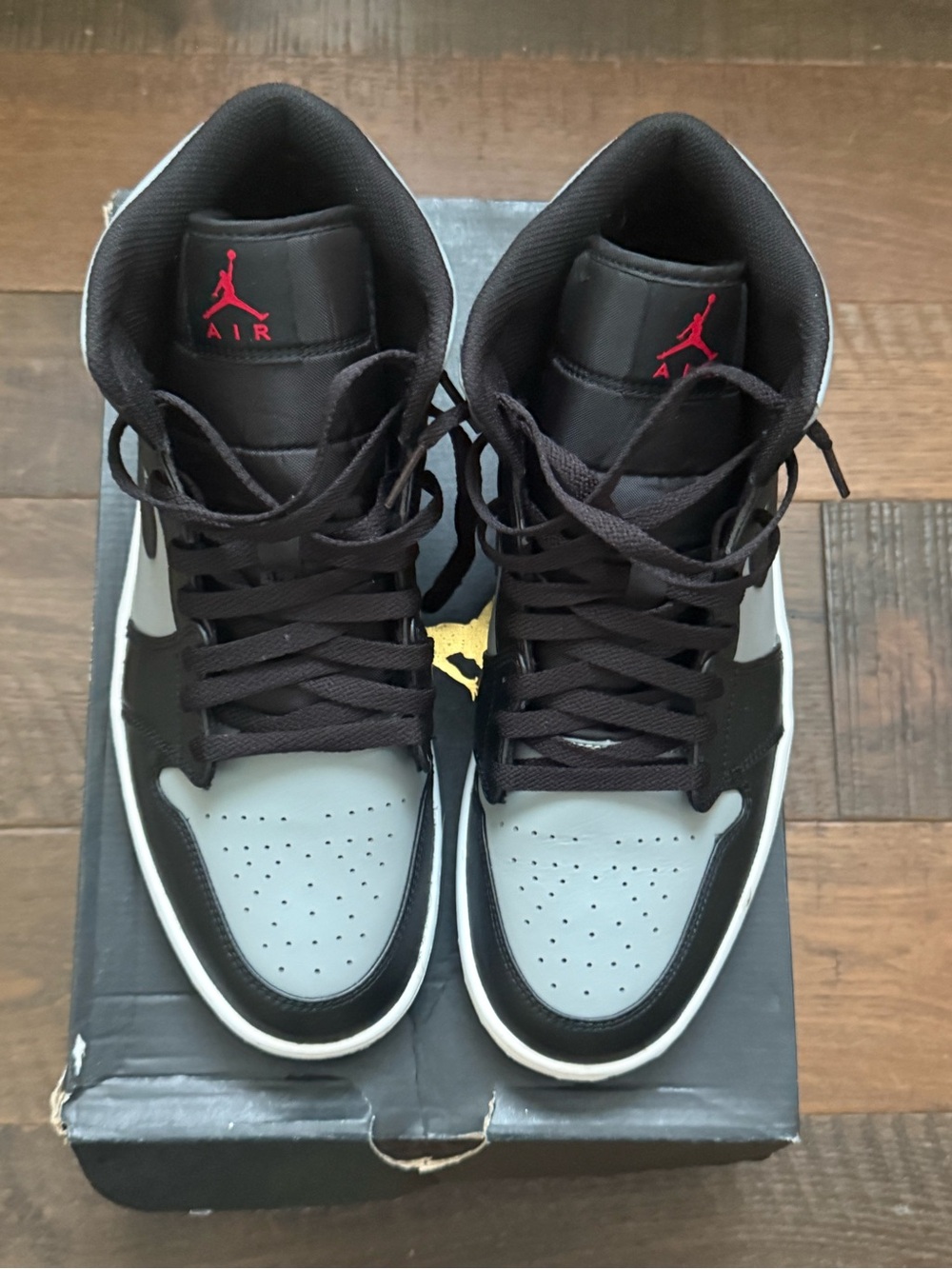Jordan Men’s High-Top Sneakers - Black, Gray, Red Accents